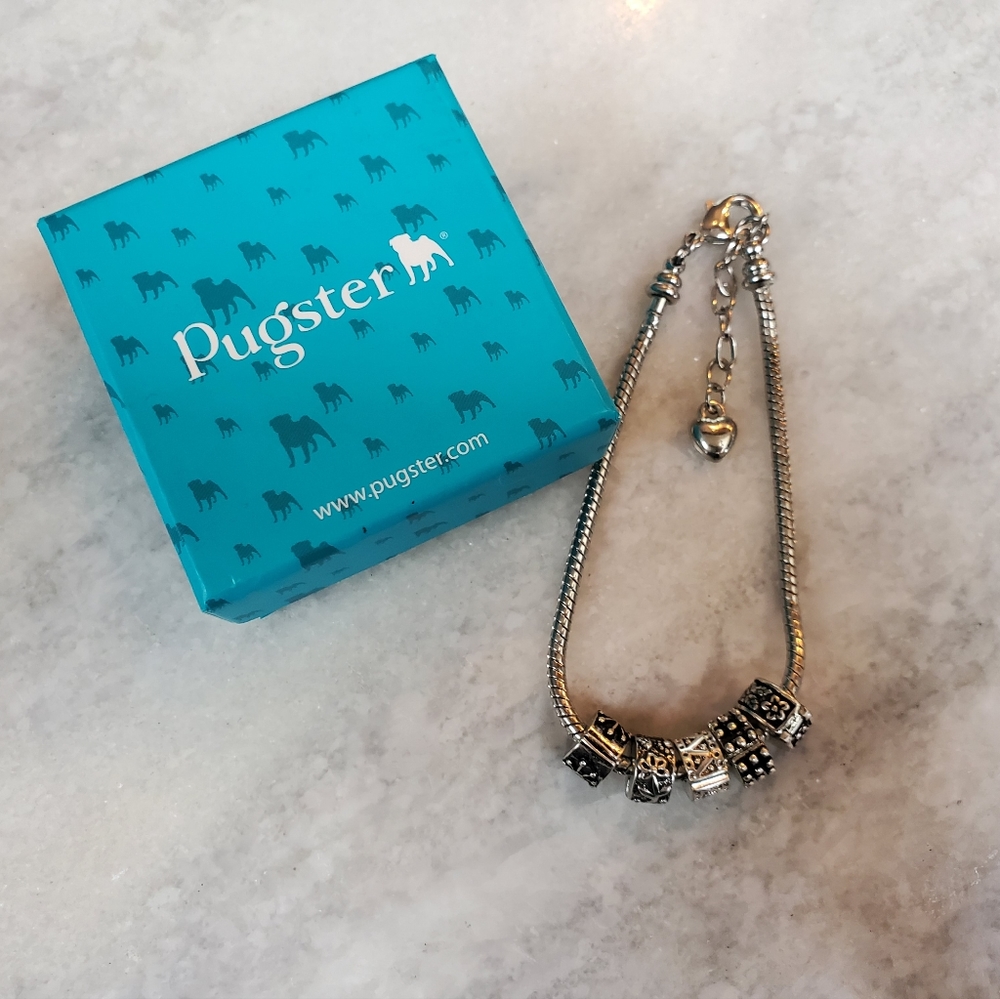 Pugster Pandora Silver Plated Bracelet with 5 Charms